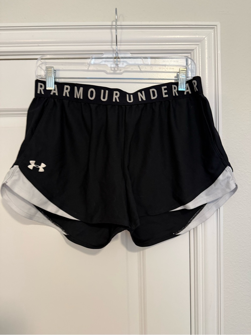 Under Armour Women's Black Athletic Shorts with White Trim